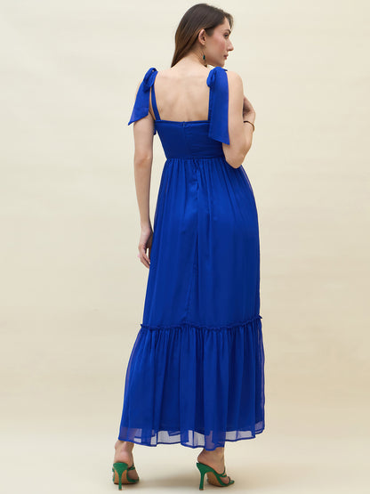 Chiffon Tiered Maxi with Bow Shoulder Straps