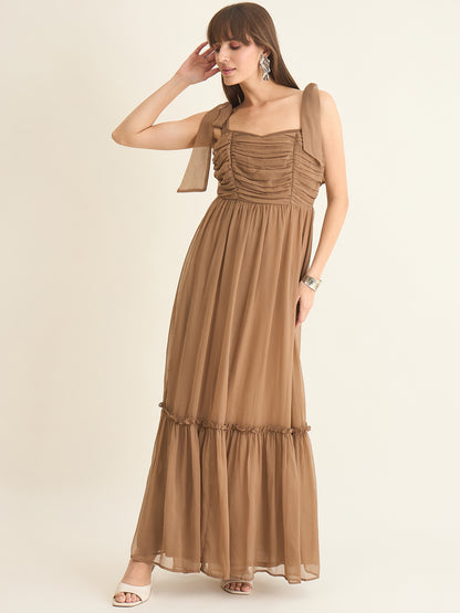 Chiffon Tiered Maxi with Bow Shoulder Straps