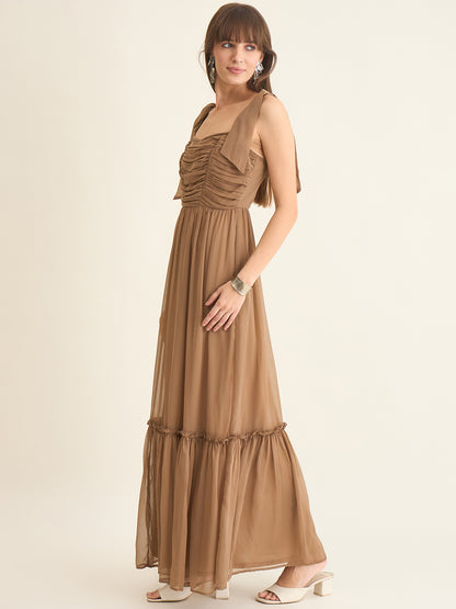 Chiffon Tiered Maxi with Bow Shoulder Straps