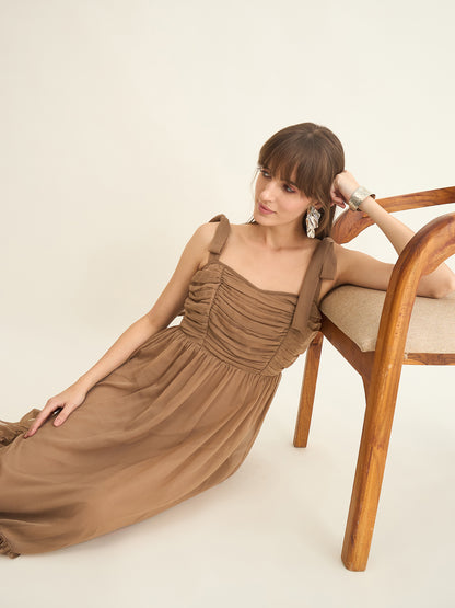 Chiffon Tiered Maxi with Bow Shoulder Straps