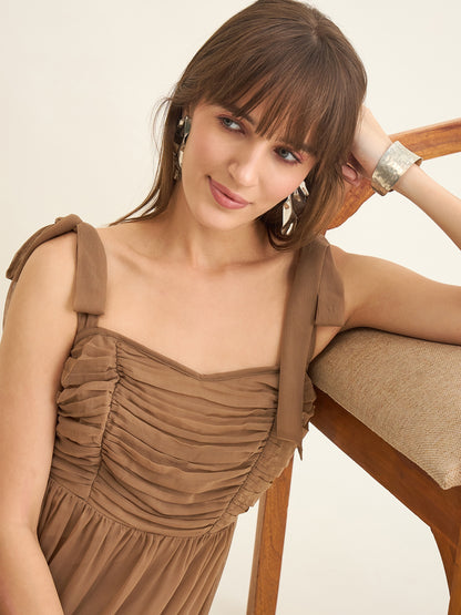 Chiffon Tiered Maxi with Bow Shoulder Straps