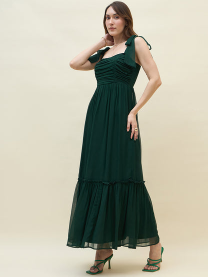Chiffon Tiered Maxi with Bow Shoulder Straps