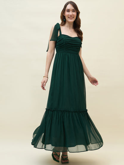 Chiffon Tiered Maxi with Bow Shoulder Straps