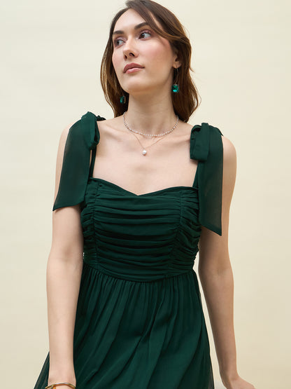 Chiffon Tiered Maxi with Bow Shoulder Straps