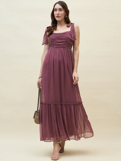 Chiffon Tiered Maxi with Bow Shoulder Straps