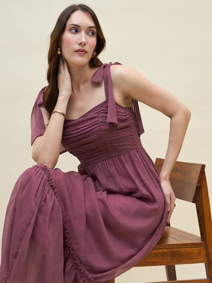 Chiffon Tiered Maxi with Bow Shoulder Straps