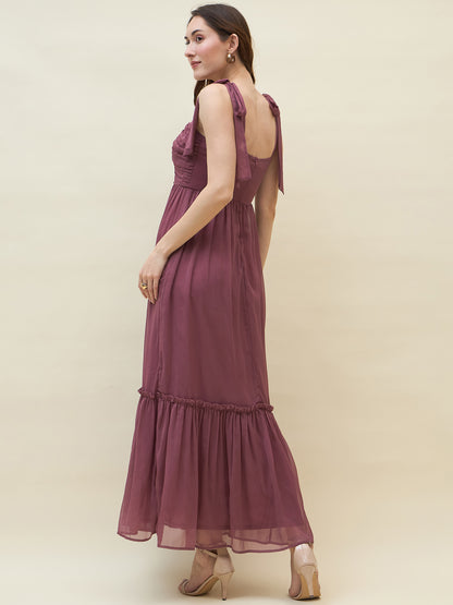 Chiffon Tiered Maxi with Bow Shoulder Straps