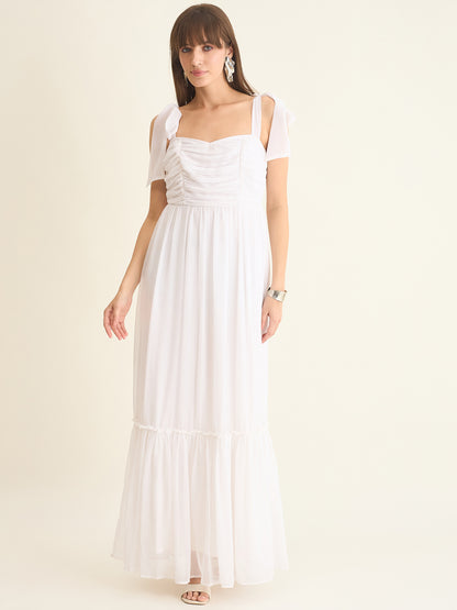 Chiffon Tiered Maxi with Bow Shoulder Straps