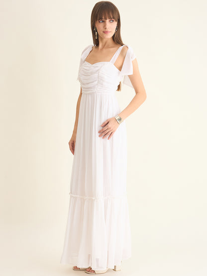 Chiffon Tiered Maxi with Bow Shoulder Straps