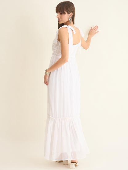 Chiffon Tiered Maxi with Bow Shoulder Straps