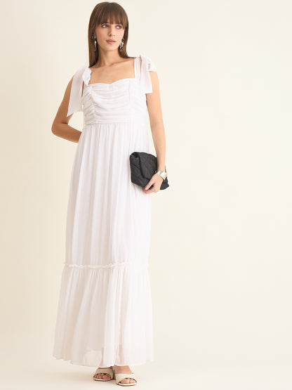 Chiffon Tiered Maxi with Bow Shoulder Straps