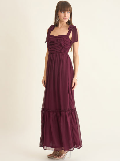 Chiffon Tiered Maxi with Bow Shoulder Straps