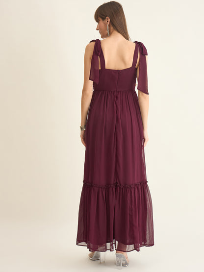 Chiffon Tiered Maxi with Bow Shoulder Straps