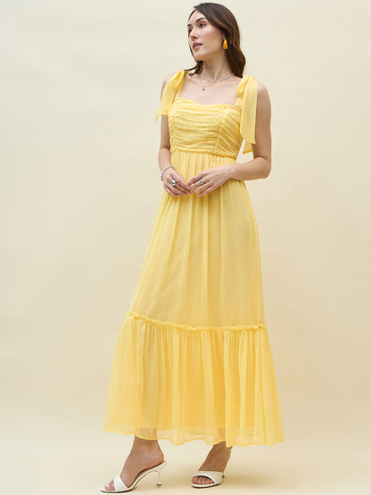 Chiffon Tiered Maxi with Bow Shoulder Straps