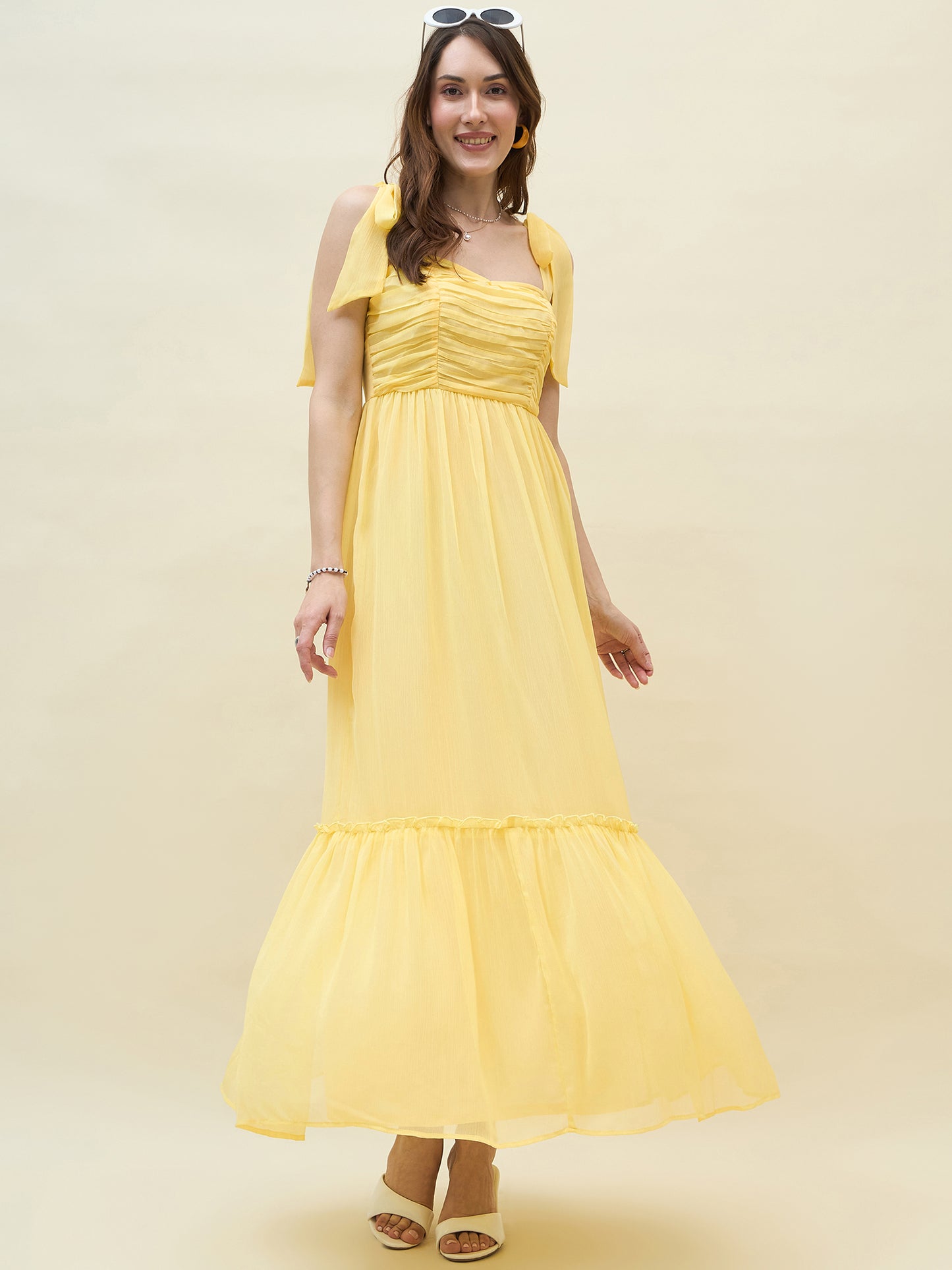 Chiffon Tiered Maxi with Bow Shoulder Straps