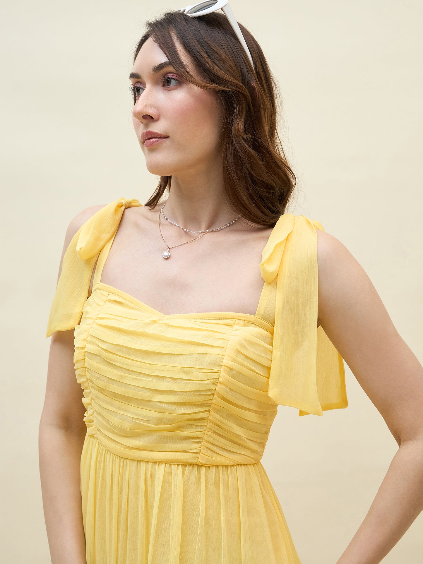 Chiffon Tiered Maxi with Bow Shoulder Straps