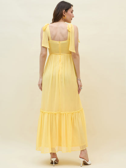 Chiffon Tiered Maxi with Bow Shoulder Straps