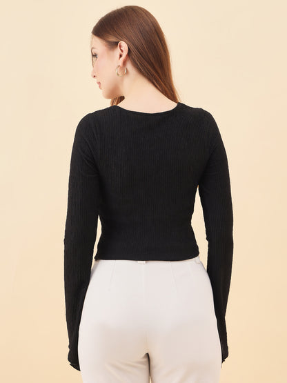 Sweetheart Bell Sleeve Ribbed Top