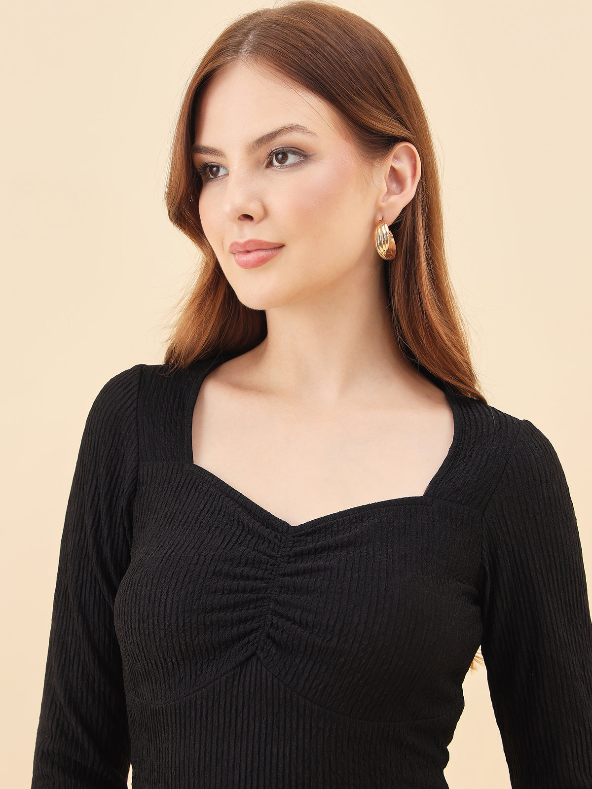 Sweetheart Bell Sleeve Ribbed Top