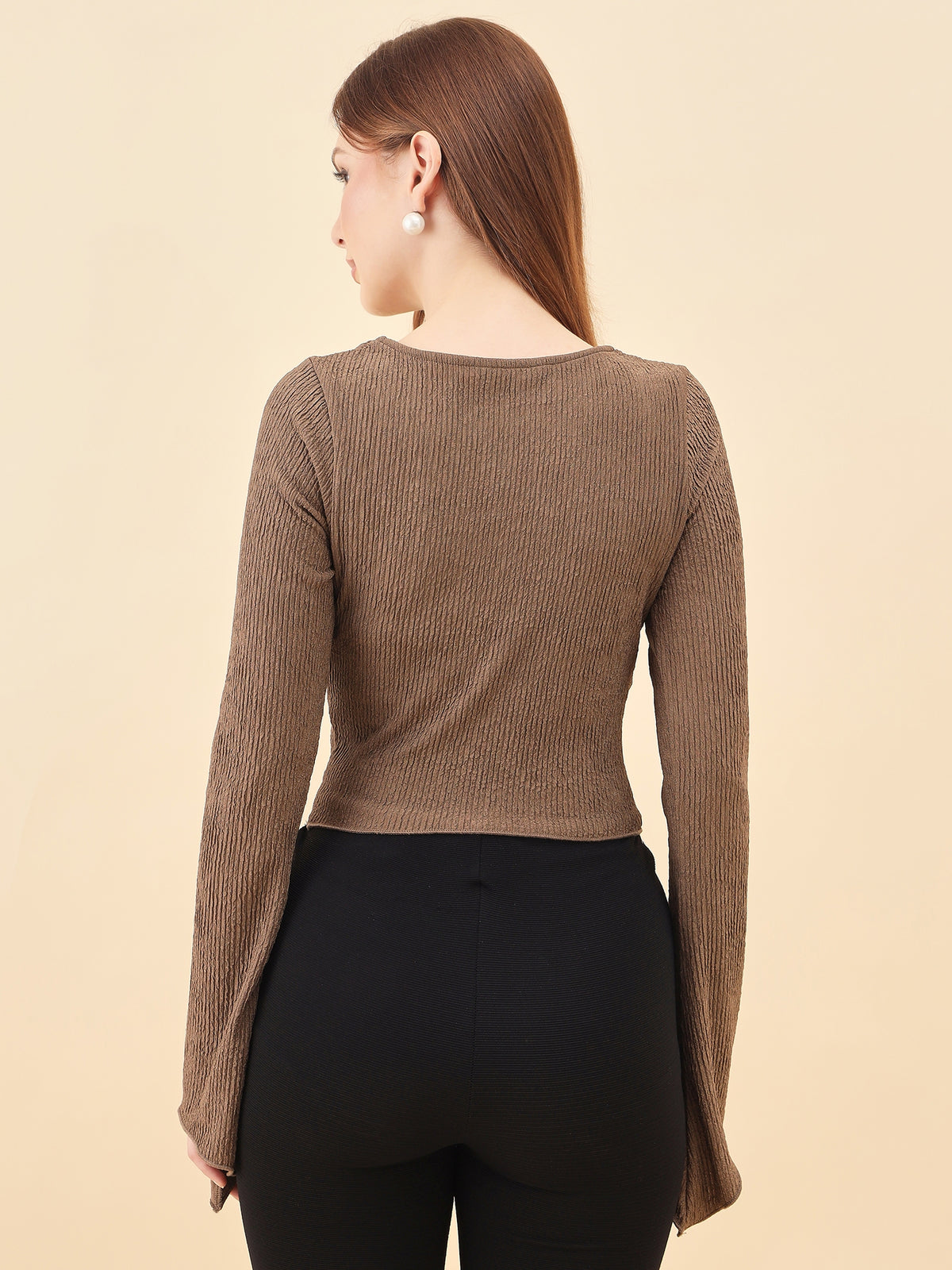 Sweetheart Bell Sleeve Ribbed Top