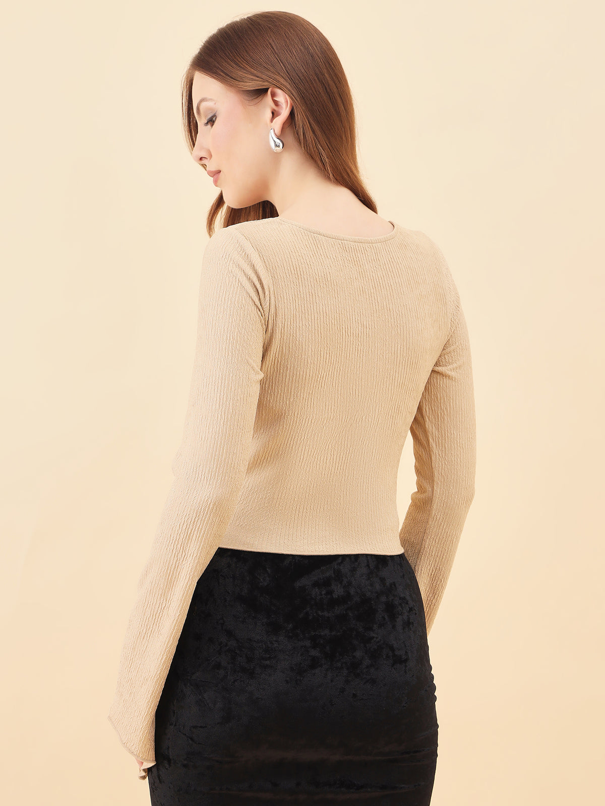 Sweetheart Bell Sleeve Ribbed Top