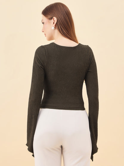 Sweetheart Bell Sleeve Ribbed Top