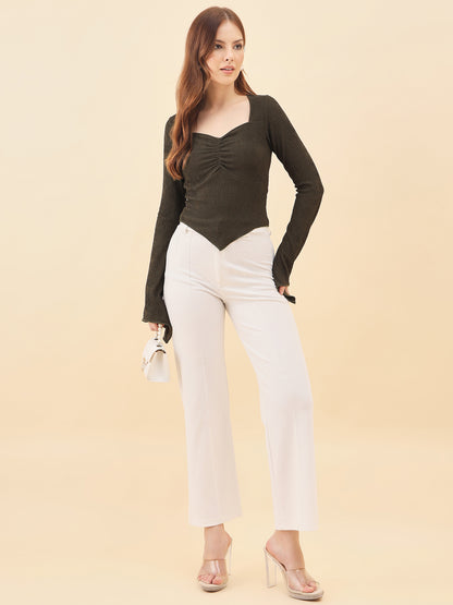 Sweetheart Bell Sleeve Ribbed Top