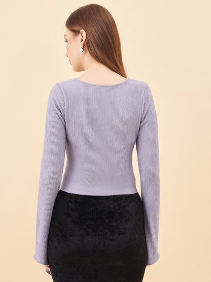 Sweetheart Bell Sleeve Ribbed Top