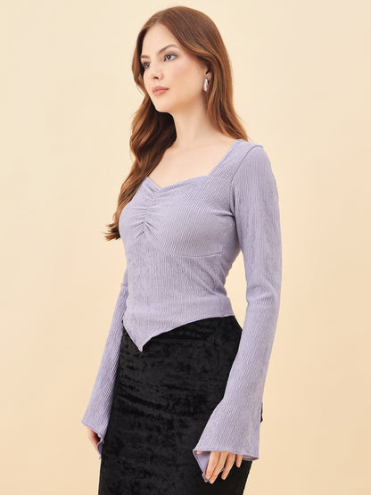 Sweetheart Bell Sleeve Ribbed Top