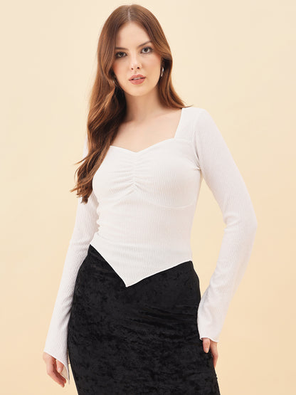 Sweetheart Bell Sleeve Ribbed Top