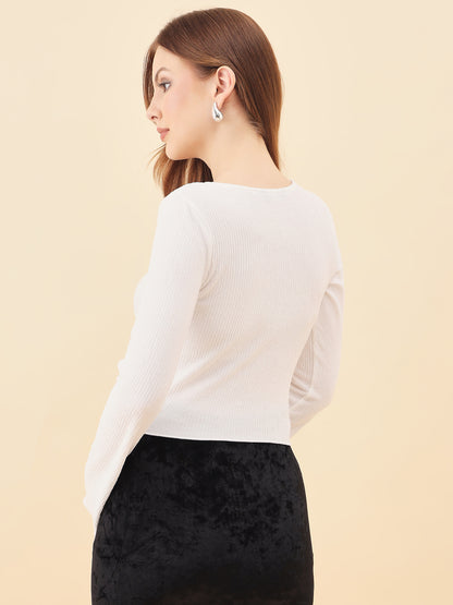 Sweetheart Bell Sleeve Ribbed Top