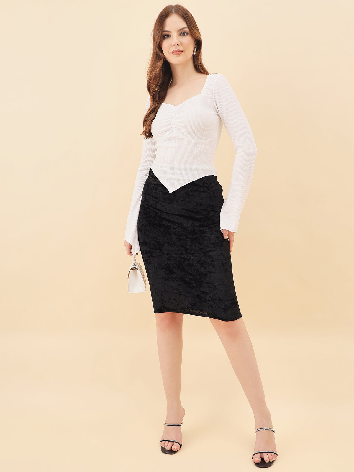 Sweetheart Bell Sleeve Ribbed Top
