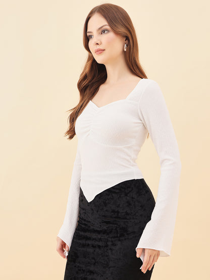 Sweetheart Bell Sleeve Ribbed Top