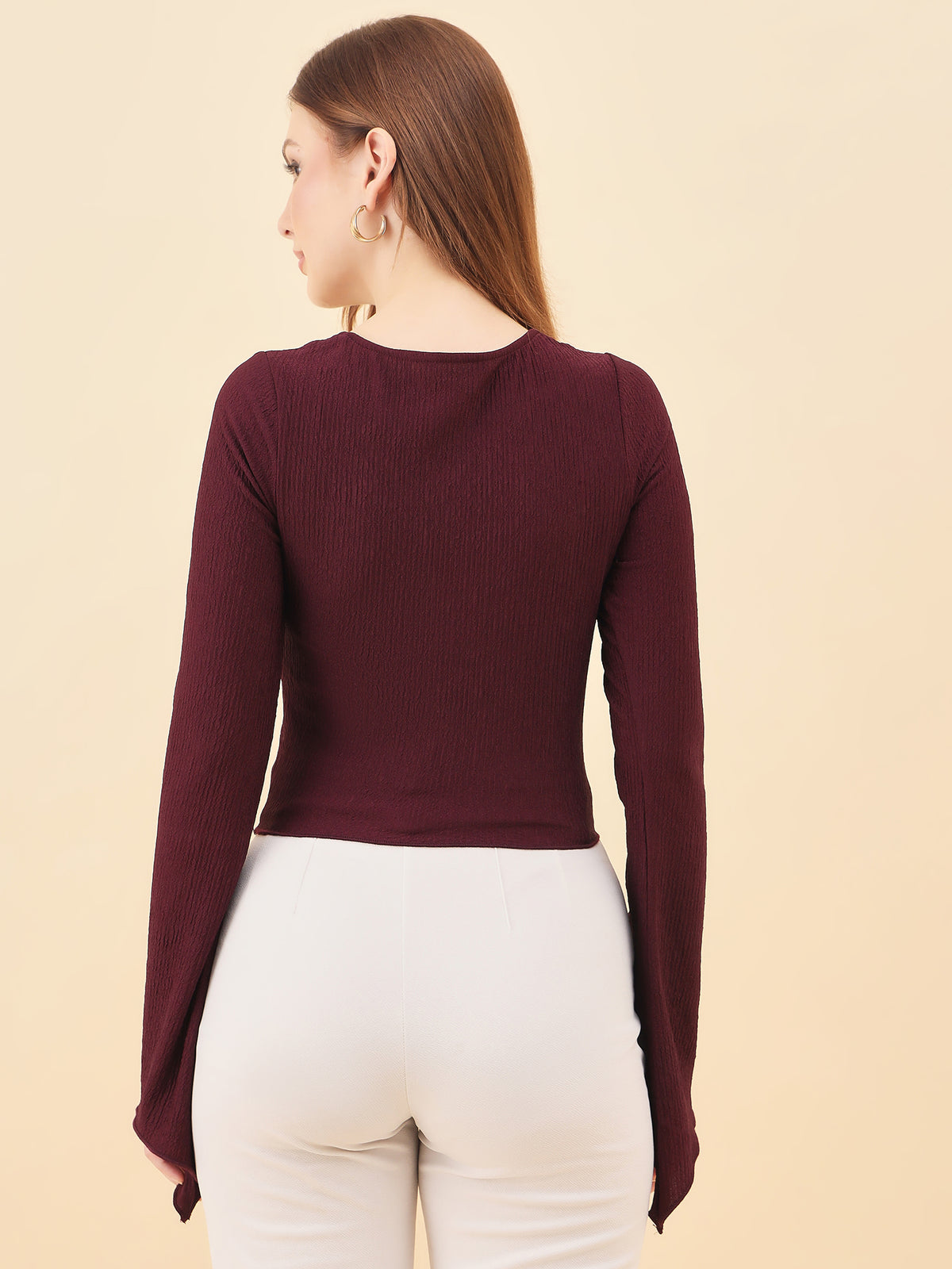 Sweetheart Bell Sleeve Ribbed Top