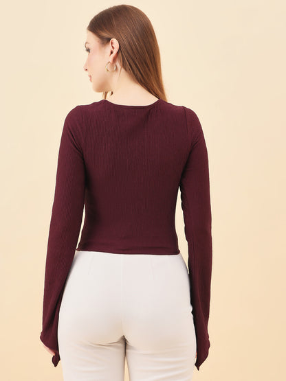 Sweetheart Bell Sleeve Ribbed Top