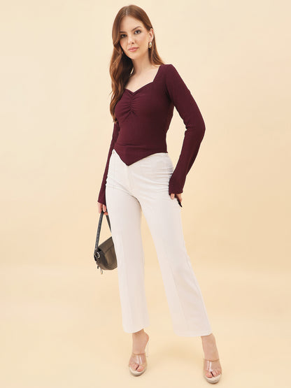 Sweetheart Bell Sleeve Ribbed Top