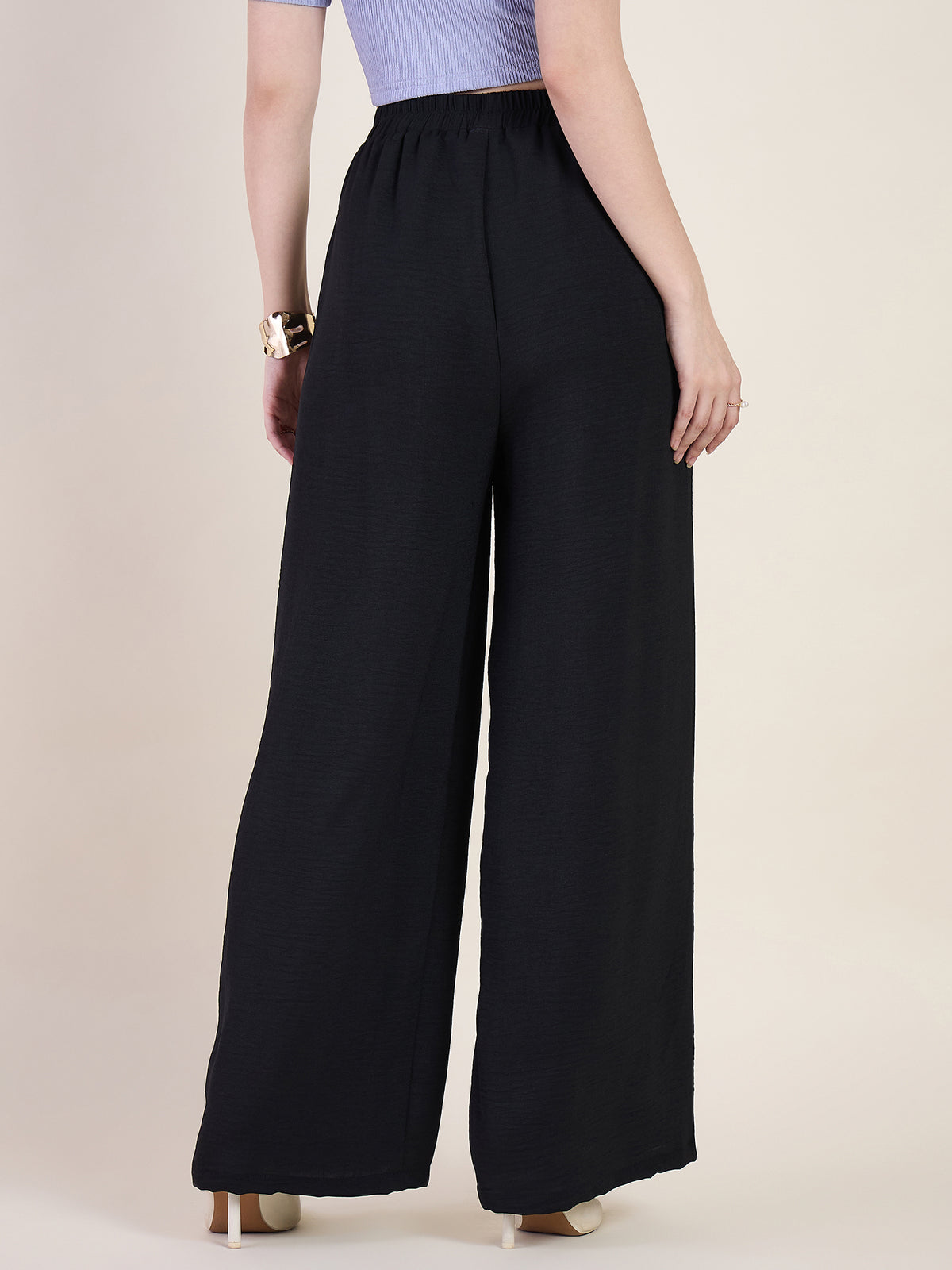 High Waist Pleated Wide Leg Trousers
