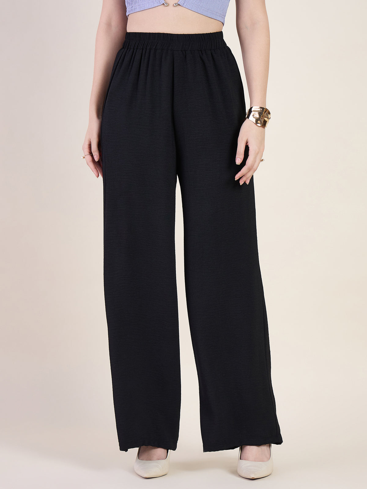 High Waist Pleated Wide Leg Trousers