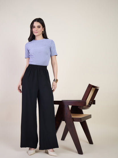 High Waist Pleated Wide Leg Trousers