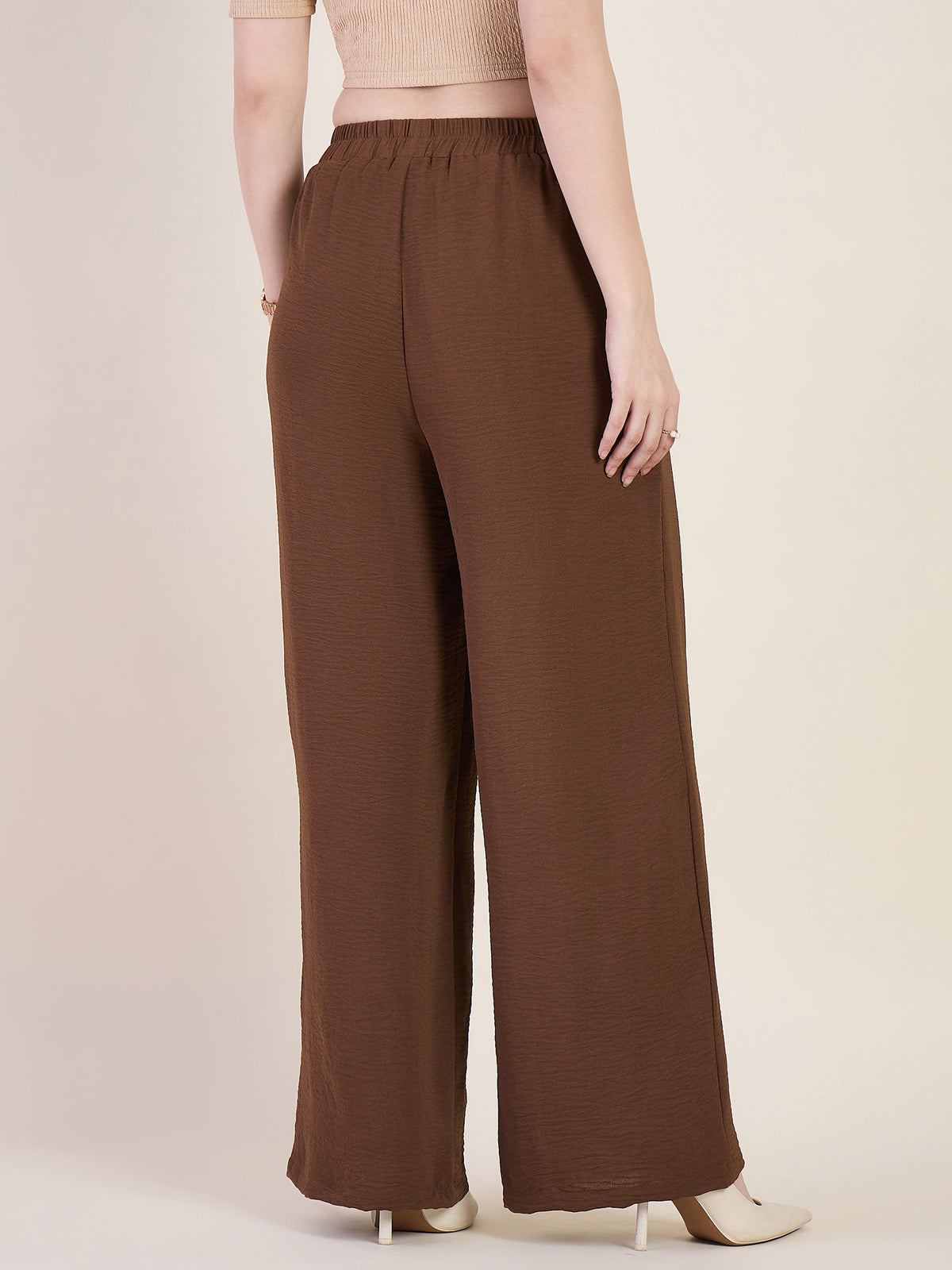 High Waist Pleated Wide Leg Trousers