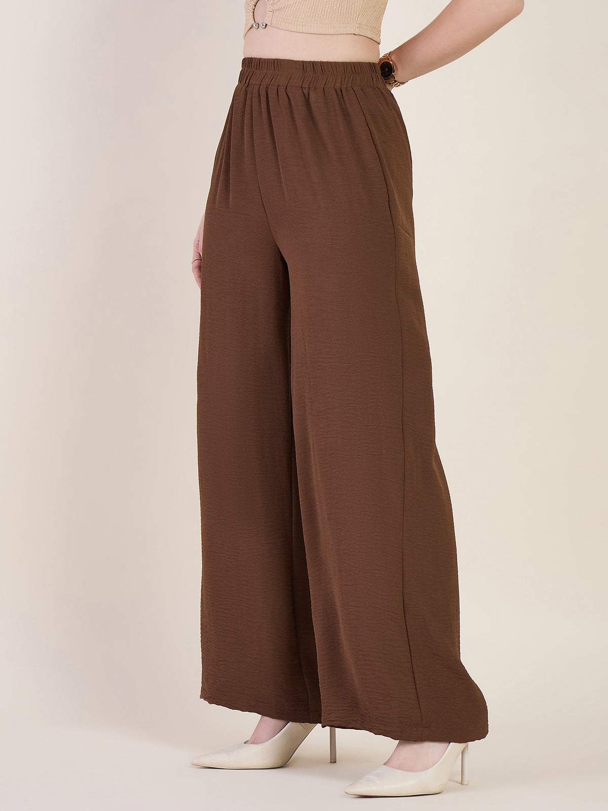 High Waist Pleated Wide Leg Trousers