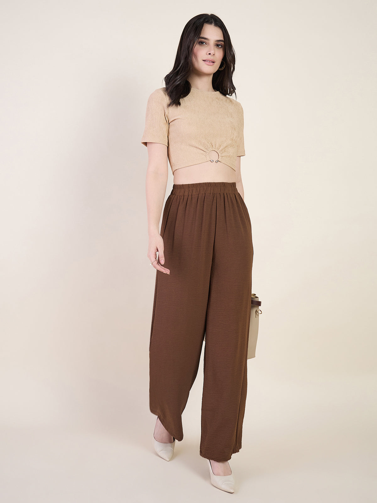High Waist Pleated Wide Leg Trousers