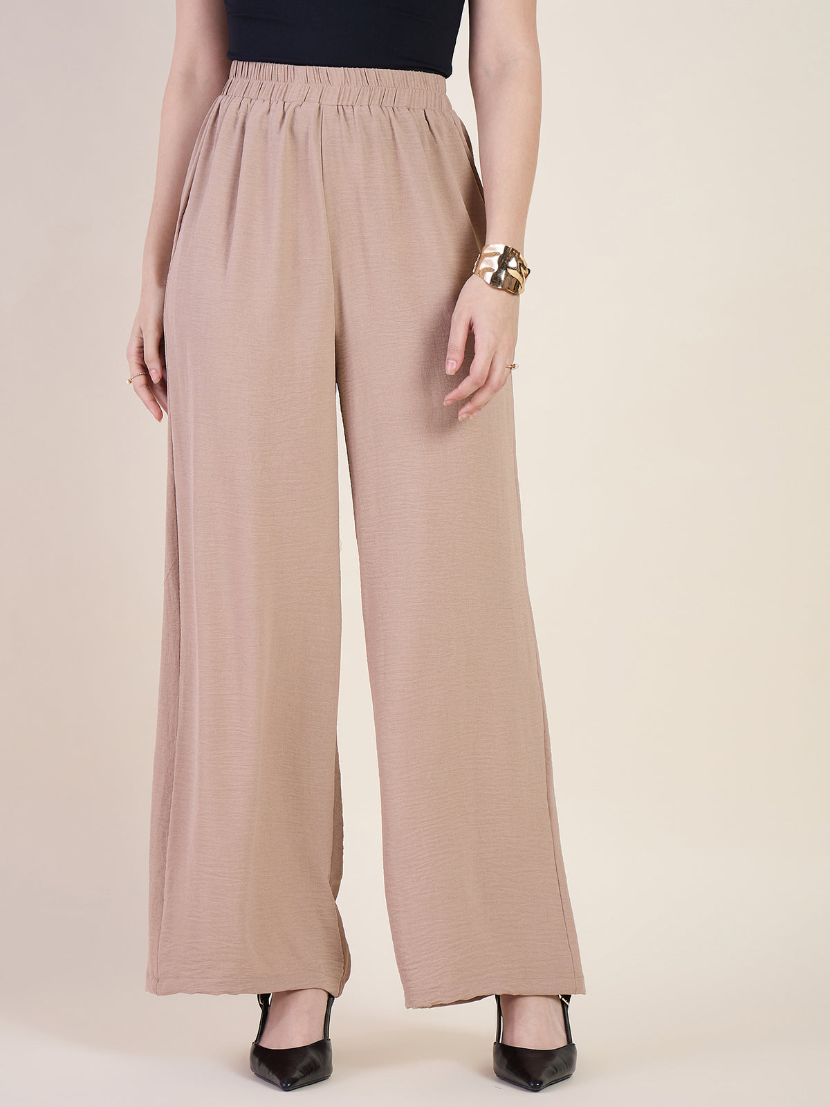 High Waist Pleated Wide Leg Trousers