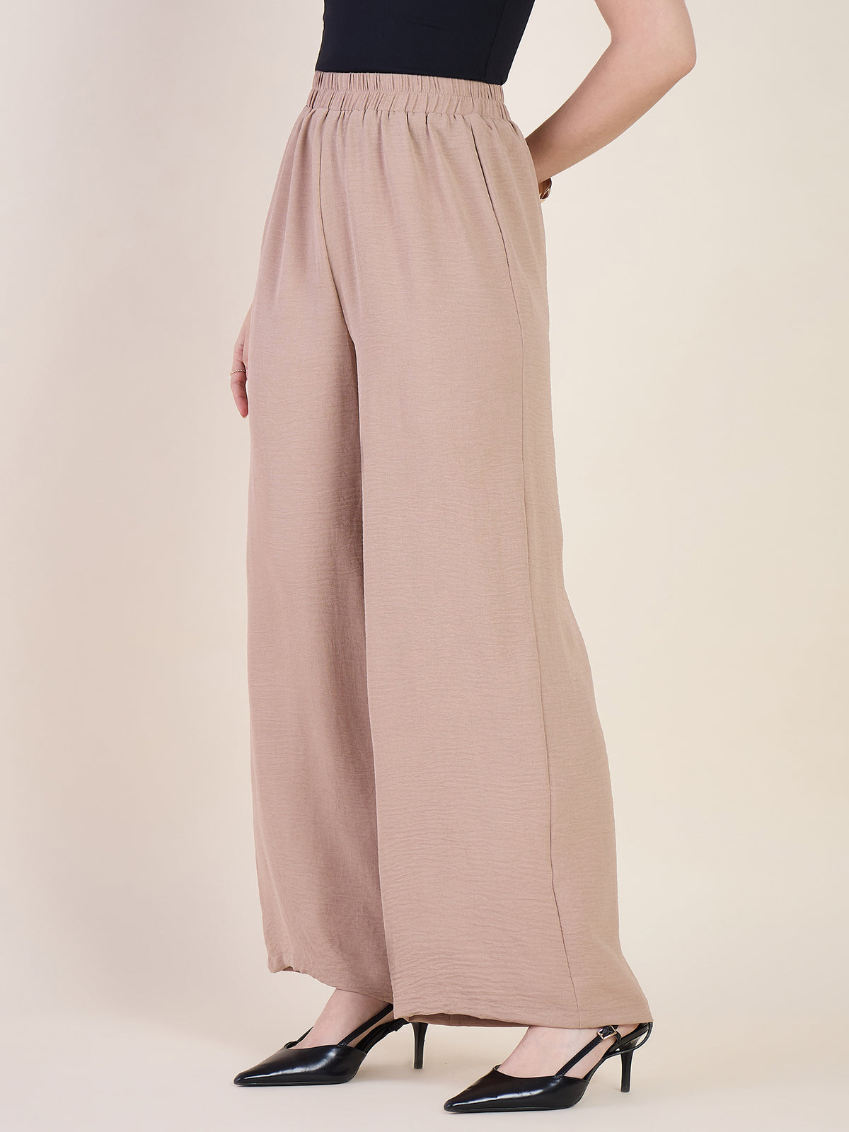 High Waist Pleated Wide Leg Trousers