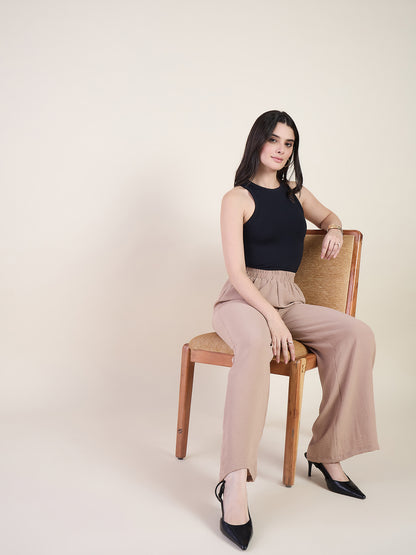 High Waist Pleated Wide Leg Trousers