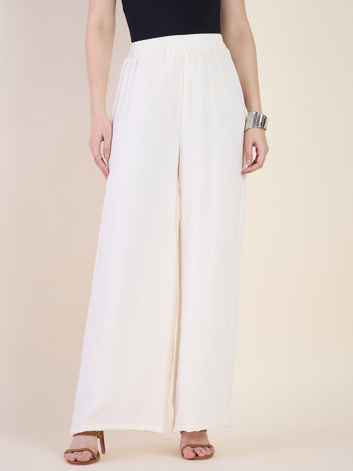 High Waist Pleated Wide Leg Trousers
