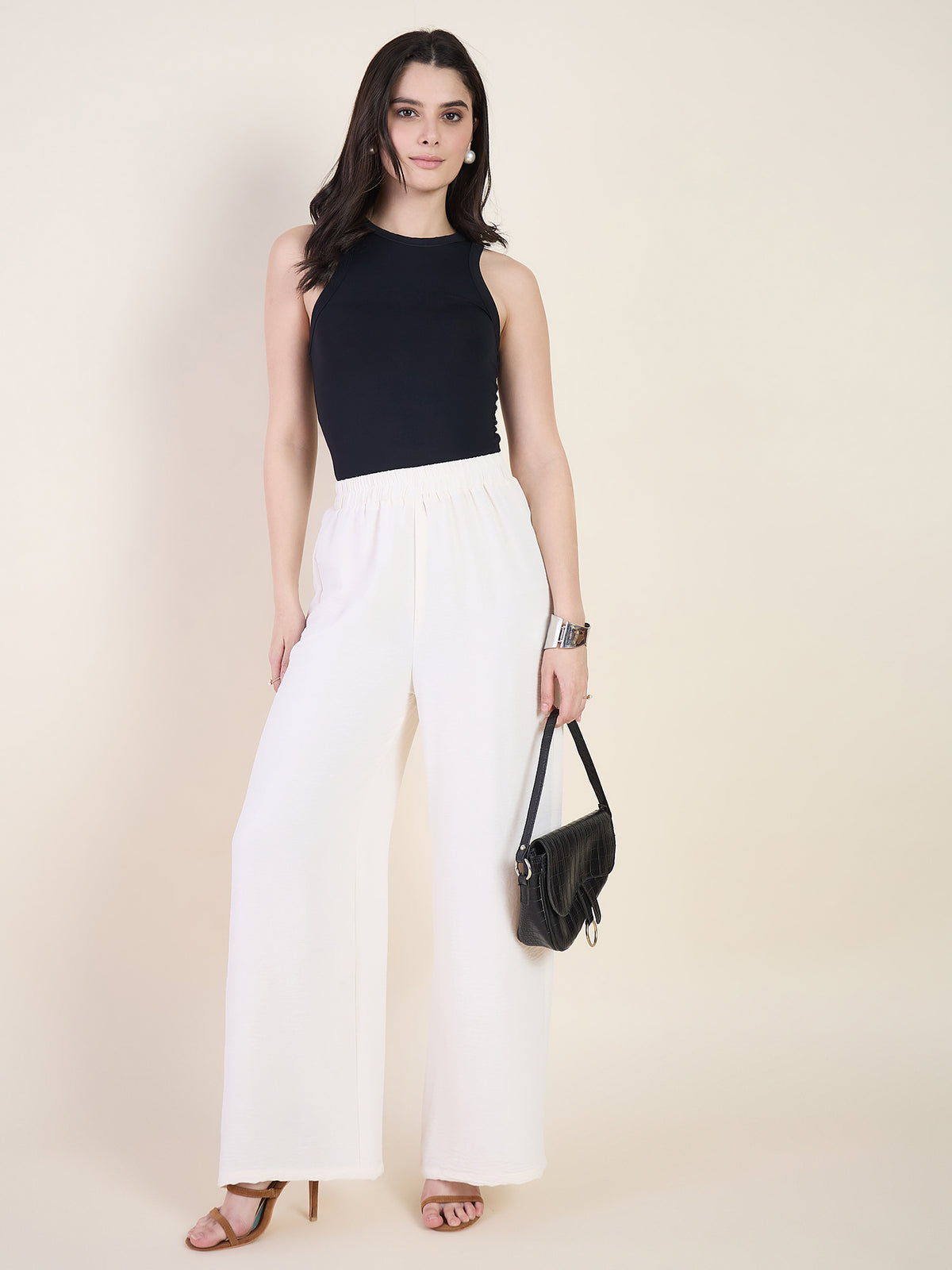 High Waist Pleated Wide Leg Trousers