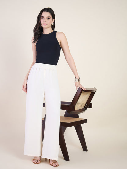 High Waist Pleated Wide Leg Trousers