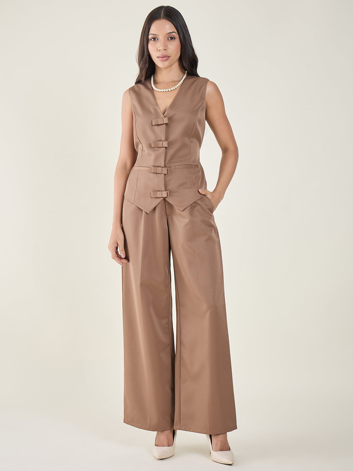 Cotton Bow Corset Pant Set