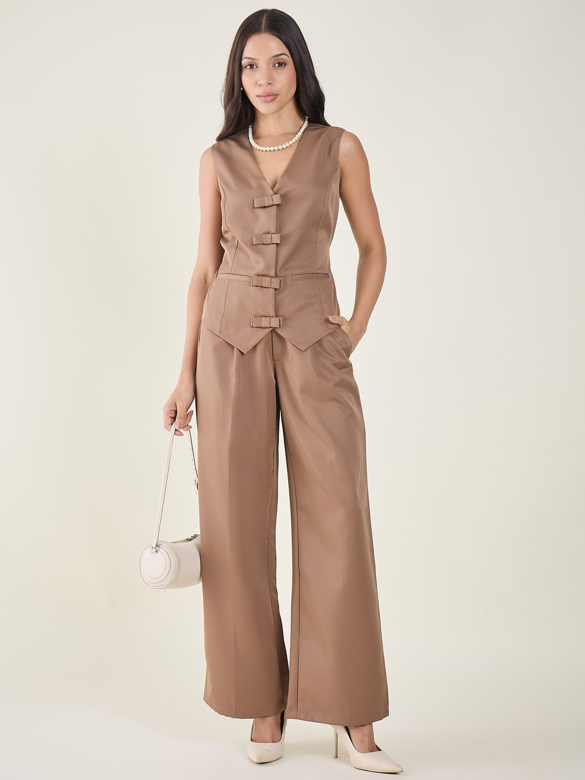 Cotton Bow Corset Pant Set